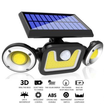 Triple solar lamp with motion and dusk sensor with cob system REF:099