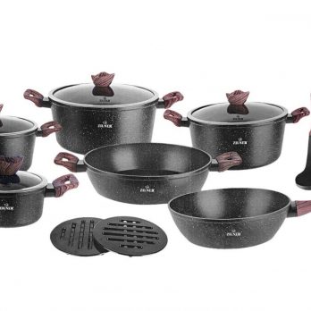 Set of pots set 15 marble elements + Frying pan